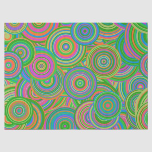 Retro mod abstracte cirkels, Groen en Oranje-rood Tissuepapier (Voorkant)