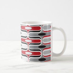 Retro Mod Art Deco Zig Zag Funky Pattern Black Koffiemok