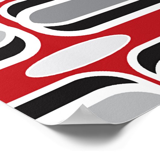 Retro Mod Art Deco Zig Zag Funky Pattern Black Poster (Hoek)