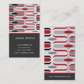 Retro Mod Art Deco Zig Zag Funky Pattern Black Visitekaartje (Voorkant / Achterkant)