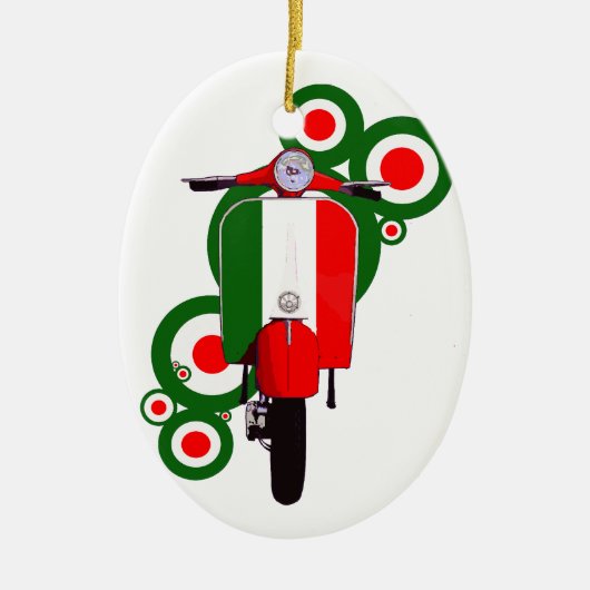 Retro Mod Art Italiaanse scooter Keramisch Ornament (Voorkant)
