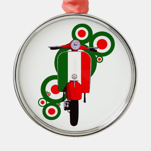 Retro Mod Art Italiaanse scooter Metalen Ornament (Voorkant)
