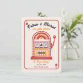Retro Mod Bewaar de datum Slot Machine Bruiloft Kaart (Staand voorkant)