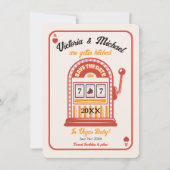 Retro Mod Bewaar de datum Slot Machine Bruiloft Kaart (Voorkant)