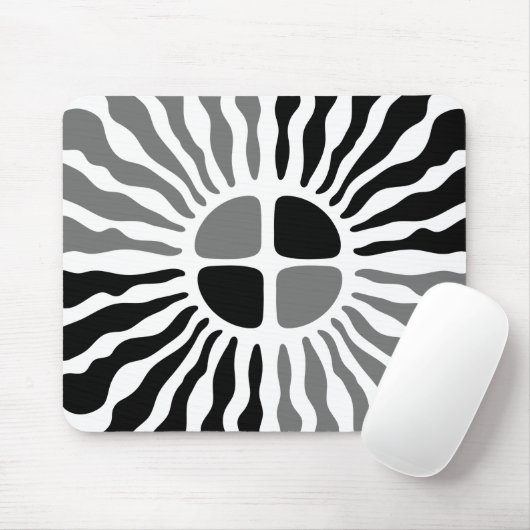 Retro Mod Black and White Sunburst Geometric Mouse Muismat (Met muis)