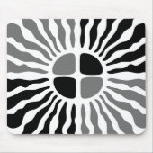 Retro Mod Black and White Sunburst Geometric Mouse Muismat (Voorkant)