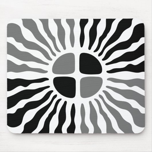 Retro Mod Black and White Sunburst Geometric Mouse Muismat (Voorkant)