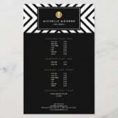 Retro Mod Black en White Pattern Gold Monogram Flyer (Voorkant)