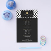 Retro Mod Black en White Pattern Gold Monogram Flyer (Enkel)