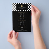 Retro Mod Black en White Pattern Gold Monogram Flyer (Hand)