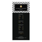 Retro Mod Black en White Pattern Gold Monogram Reclamekaart (Voorkant)