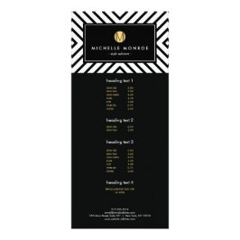 Retro Mod Black en White Pattern Gold Monogram Reclamekaart
