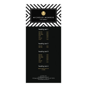 Retro Mod Black en White Pattern Gold Monogram Reclamekaart
