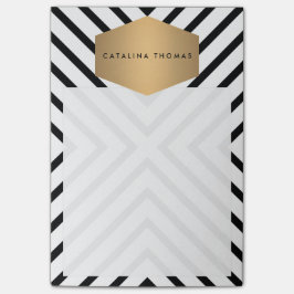 Retro Mod Black en White Pattern met Gold Emblem Post-it® Notes