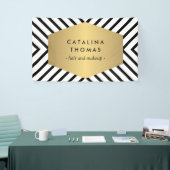 Retro Mod Black en White Pattern met Gold Emblem Spandoek (Beurs)