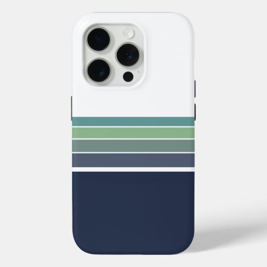Retro/Mod blauw en groen gestreept Case-Mate iPhone Case (Achterkant)