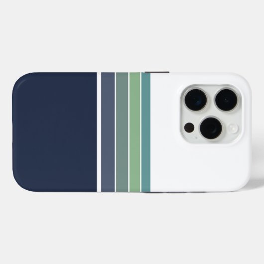 Retro/Mod blauw en groen gestreept Case-Mate iPhone Case (Achterkant (horizontaal))