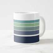 Retro/Mod blauw en groen gestreept Grote Koffiekop (Voorkant rechts)