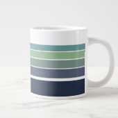 Retro/Mod blauw en groen gestreept Grote Koffiekop (Rechts)