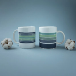 Retro/Mod blauw en groen gestreept Grote Koffiekop