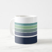 Retro/Mod blauw en groen gestreept Koffiemok (Voorkant links)