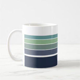 Retro/Mod blauw en groen gestreept Koffiemok
