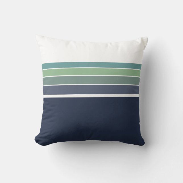 Retro/Mod blauw en groen gestreept Kussen (Voorkant)