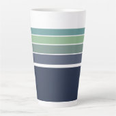 Retro/Mod blauw en groen gestreept Latte Mok (Voorkant)
