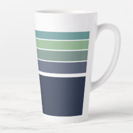 Retro/Mod blauw en groen gestreept Latte Mok