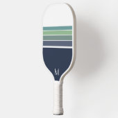 Retro/Mod blauw en groen gestreept Pickleball Paddle (Links)
