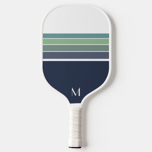 Retro/Mod blauw en groen gestreept Pickleball Paddle (Achterkant)