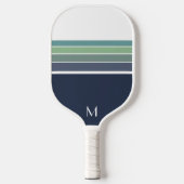 Retro/Mod blauw en groen gestreept Pickleball Paddle (Voorkant)