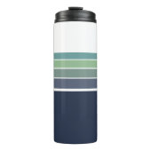 Retro/Mod blauw en groen gestreept Thermosbeker (Voorkant)