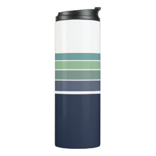 Retro/Mod blauw en groen gestreept Thermosbeker