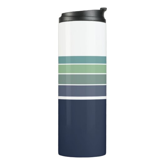 Retro/Mod blauw en groen gestreept Thermosbeker (Gedraaid links)