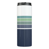 Retro/Mod blauw en groen gestreept Thermosbeker (Achterkant)