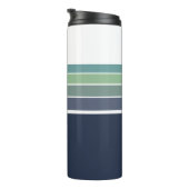 Retro/Mod blauw en groen gestreept Thermosbeker (Geroteerd rechts)