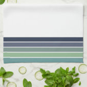 Retro/Mod Blauw en Groen "Surfboard" Gestreept Theedoek (Gevouwen)