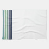 Retro/Mod Blauw en Groen "Surfboard" Gestreept Theedoek (Horizontaal)