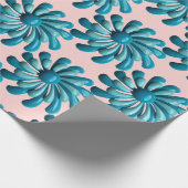 Retro MOD Blauwe Bloemen Lente Zomertuin Cadeaupapier (Hoek)