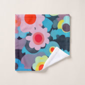 Retro mod bloemen bad handdoek (Wasdoekje)