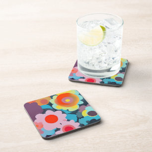 Retro mod bloemen  bier onderzetter