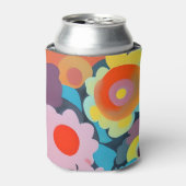 Retro mod bloemen blikjeskoeler (Blikje Voorkant)