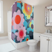 Retro mod bloemen douchegordijn (In situ)