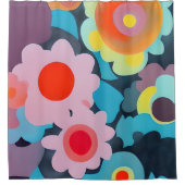 Retro mod bloemen douchegordijn (Voorkant)