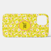 Retro Mod Bloemen Geel & Wit Monogram Case-Mate iPhone Case (Achterkant (horizontaal))