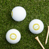 Retro Mod Bloemen Geel & Wit Monogram Golfballen (Insitu Gras)
