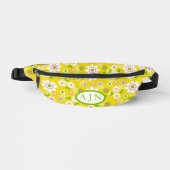 Retro Mod Bloemen Geel & Wit Monogram Heuptasje (Voorkant)