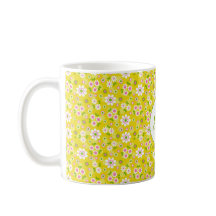 Retro Mod Bloemen Geel & Wit Monogram