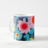 Retro mod bloemen koffiemok (Voorkant links)